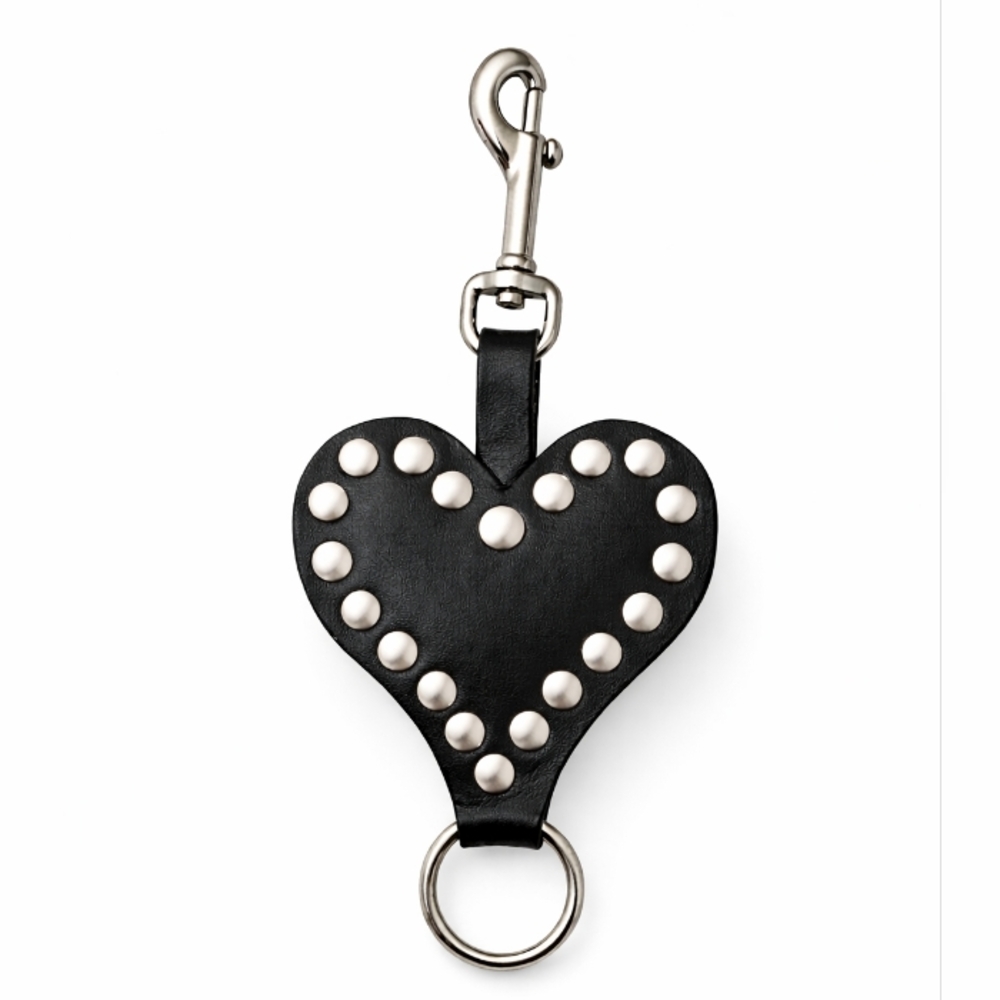 Black Leather Gothic Heart Key Charm